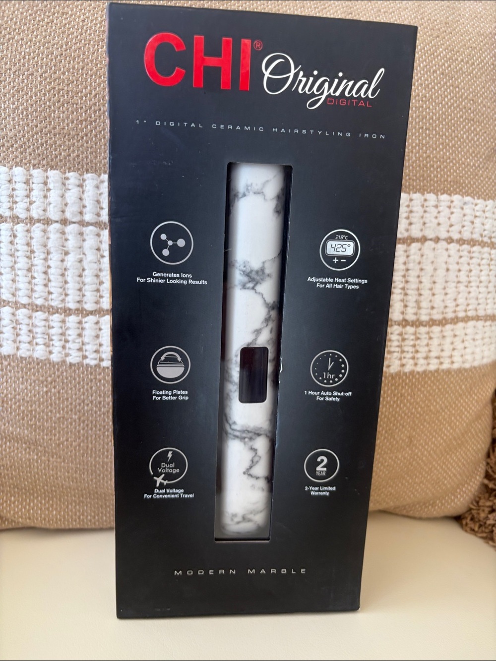 Original Digital Ceramic Hairstyling Iron in White Marble